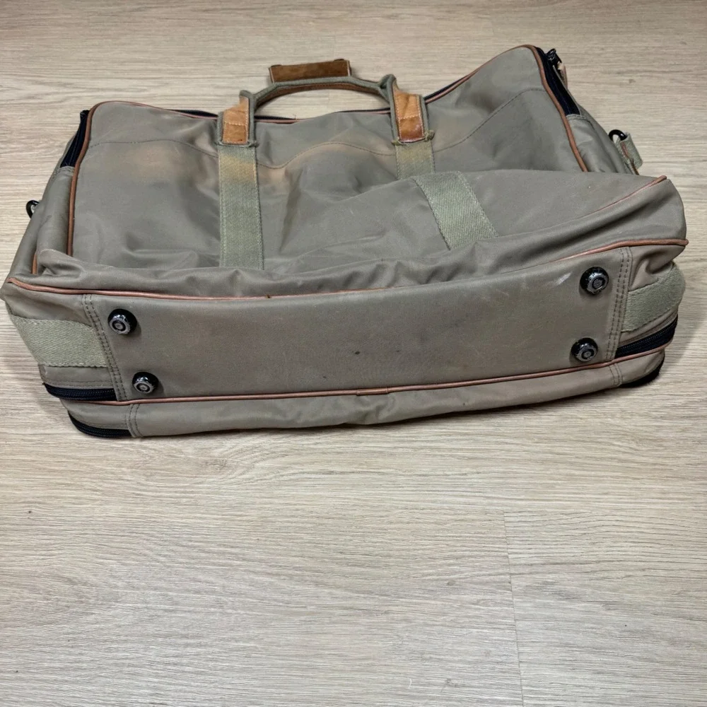 Christian Dior Vintage Canvas Leather Briefcase Olive Green Tan Laptop Bag 22in